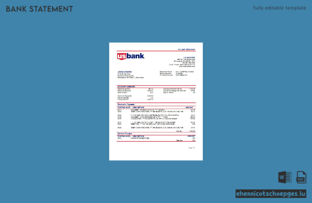 USA Bancorp Bank – Beispiel für einen Adressnachweis (Wortvorschau)